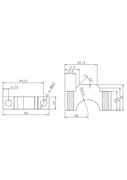 Objímka kotvící rozpěry předlohy horní